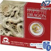 2012 $1 Year of the Dragon 1oz Silver Coloured Coin Yellow Dragon ANDA