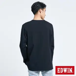 【EDWIN】男裝 BASIC印花長袖T恤(黑色)