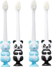 Nano Toothbrush, Manual Toothbrush with Suction Cup & Fun Animal Designs, 4 Count Toddler Toothbrush for Age 3-14 Years Old