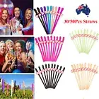 30/50 Willy Penis Dick Straw Straws Hens Night Party Mix Colours Nude Pink AU