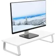 24" Wood Steel Monitor Stand Desk Organizer White