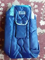 - Roma Quilted Nylon Tall Boot Bag - Navy/Light Blue