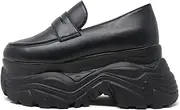 [ラブハンター] 2202 Women's Loafer, Coin Loafer, Sneakers, Slip-on, Thick Sole, 3.7 inches (9.5 cm), Heels, Platform, U-Tip