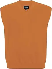 [Krumba] Men's Pullover Vest for Plus Size: High Large V Neck Knitted Sleeveless Cotton Sweater Vest
