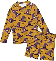 [ZZXXB] Witch Hat Bat Boys Swimsuit Rash Guard Toddler Kids Long Sleeve Swim Shirt and Trunks