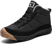[Azooken] Winter Shoes Men Women Warm Trekking Hiking Boots Snow Boots Waterproof Winter Boots 36-48, Elegant black, 48 EU
