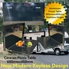 BLACK 650MMX450MM KEYLESS TABLE FOLDING DROP DOWN CARAVAN RV PICNIC TABLE.