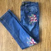 Vigoss Girl's The Jagger Ready Super Stretch Skinny Jeans Flowers Size 10 Great!