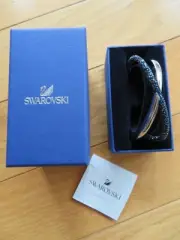 $89 SWAROVSKI rhodium plate (blue+) crystal dust bangle bracelet~