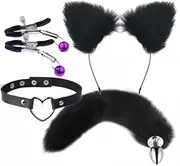 Cat Tail Butt Plug Set, Plug Cosplay Furry Sex Toy (Black cat Tail)