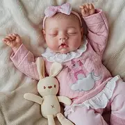 BABESIDE Reborn Baby Girl - 17 Inch Lifelike Reborn Doll, Newborn Baby Doll, Fabric Body, Sleeping Girl, Includes Clothing and Accessories for Children from 3 Years