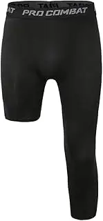 [Jonscart] Men's 3/4 One Leg Compression Capri Tights Pants Athletic Base Layer Underwear