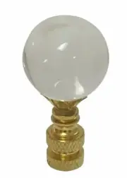 Royal Design Lamp Finial Large Clear Ball K9 Crystal 1.5" Polished Brass Base