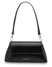 [Mocha] Ava Baguette Crossbody Bag in Black