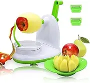 Upgraded Apple Peeler and Corer for Apple Pear Citrus Manual Rotating Kitchen Gadget Includes 2 Replacement Heads and 1 Splitter (whitish Green)