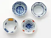 Saikaitoki Small Bowl, Dishes, Spring Set, Dyed Nishiki, Picture Change Octagon, Small Pot (Set of 4 Patterns)
