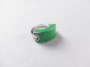 BOTTEGA VENETA ID green enameled Sterling silver chunky ring Size 9 US / 19 IT