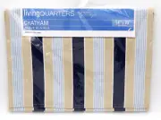 Living Quarters Chatham Table Runner 14x70 Navy Blue Tan Stripes Cotton Twill