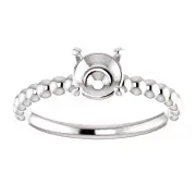 14K Gold Round Cut Ring Setting Solitaire Beaded Style Ring Mounting