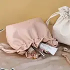 Flower Makeup Bag PU Storage Pouch Simple Drawstring Cosmetic Bag Outdoor