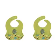 2x Sassi Silicone Bib Cracky the Dinosaur Baby/Childrens Tableware Cutlery 6m+