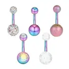 5pcs Crystal Body Piercing Navel Labret Tongue Eyebrow Barbell Jewelry