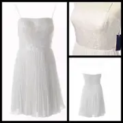 $198 AQUA Womens White Chiffon Sequined Mini Party Cocktail Dress ~ 6 M3020