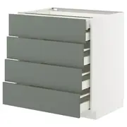METOD / MAXIMERA base cb 4 frnts/2 low/3 md drwrs, white/Nickebo matt grey-green, 80x60x80 cm