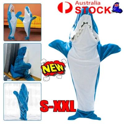 Shark Blanket Super Soft Flannel Wearable Blanket Hoodie Cosy Sleeping Bag PJ