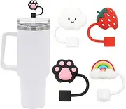 4PCS 10mm Straw Covers Compatible with Stanley 30&40 Oz Tumbler, Cute Shape Straw Covers, Reusable Drinking Straw Covers for 10mm Straws