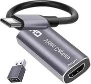 4K HDMI Video Capture Card, Cam Link Video Recording Capture Card, Type-C 1080P Video Recorder with USB3.0 Adapter for Windows Mac for Streaming Gaming Meeting, Compatible with PS3/4, Switch, Xbox
