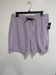 Volcom MANIC Trunks Board Swim Shorts Lavender Purple 7” Inseam Sz Med