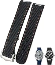 [AEHON] 20mm Curved Rubber Watch Strap Fit For Omega AT150 Aqua Terra Seamaster 300 Steel Deployment Buckle Watchband