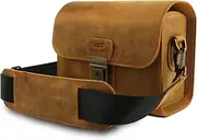 MegaGear Mirrorless, Instant and SLR Cameras MegaGear MG1725 Pebble Genuine Leather Camera Messenger Bag for Mirrorless, Instant and SLR Cameras - Camel Camera Messenger Bag, Camel (MG1725)