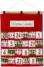 Fabric Advent Calendar with Pockets, Hanging Fillable Advent Calendar, Reusable Christmas Calendar, 24 Days Christmas Countdown Calendar Storage Bags, For Christmas Decor