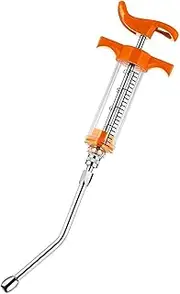 1 Set Feeding Syringe with Drench Nozzle Adjustable Dosage Reusable Drench Gun Syringe for Goat, Horse, Sheep, Dog, Pig, Cat, Bird, Small Pet (S-20ml)