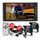 9" Mirror Monitor Clip Caravan 2x 18 IR Reversing Camera 4PIN CCD Heavy Duty Kit