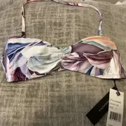 BCBGMAXAZRIA Women's Standard Bandeau Crossback Bikini Bra Top 6 (L)