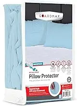 Guardmax Waterproof Pillow Protector Blue Queen Size - Zippered Bed Bug Pillow Protector 6 Pack - Hypoallergenic Pillow Case Cover Protects from Bedbug, Dust Mite, and Liquid Spills - (20 X 30)