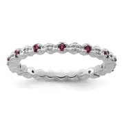 Sterling Silver Stackable Expressions Rhod. Garnet u0026 Diamond Ring