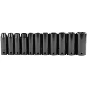 Stanley Socket Set 1/2 in Drive SAE Deep Impact Chrome Vanadium Steel Black