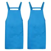 2pcs H Style Apron Kitchen Cooking Aprons Artist Painting Apron Light Blue