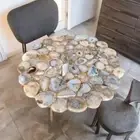 Natural agate coffee table top, live edge floral agate table top, patio garden