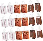 Luxshiny 24pcs Handheld Paper Bag Lightweight Bags Baseball Basketball Rugby Pattern Bags