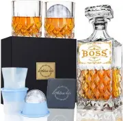 Whiskey Glass Decanter Serving Set Glasses Bar Gift Box