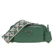 Prada Nappa Antique Shoulder Bag Multi Pocket Green 1BH198 New