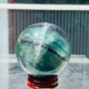 391g Natural Green Fluorite Sphere Quartz Crystal Sphere Mineral Reiki Healing