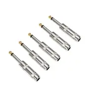 5 Pack 1/4 Inch Audio Plugs 6.35mm Plug with Spring for DJ Mixer Speaker Cables