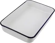 VERDANVERSE Deep Baking Pan Enamel Roasting Trays for Oven Rustic Enamelware Perfect for Lasagna Casserole