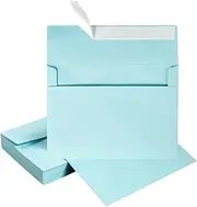 50 Pack 5 x 7 Envelopes Colored Self Seal for Wedding, Party Invitations, Greeting Cards, Announcements, Photos, 5.24 x 7.21 Inches (Light Blue)